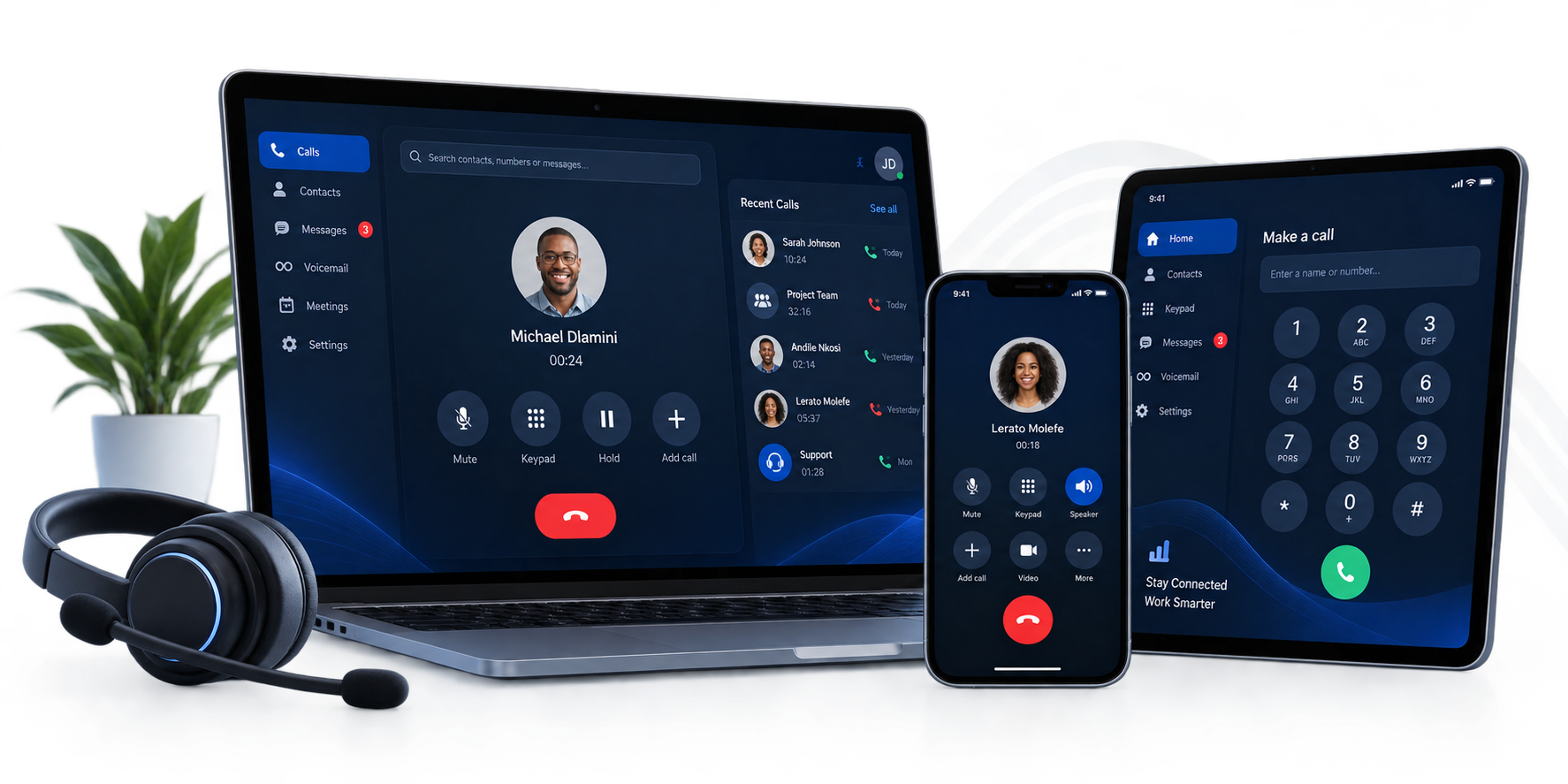 Epicrange business phone application on laptop, smartphone and tablet